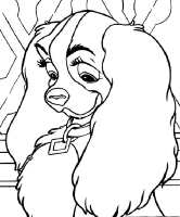 A coloring page of lady and the tramp